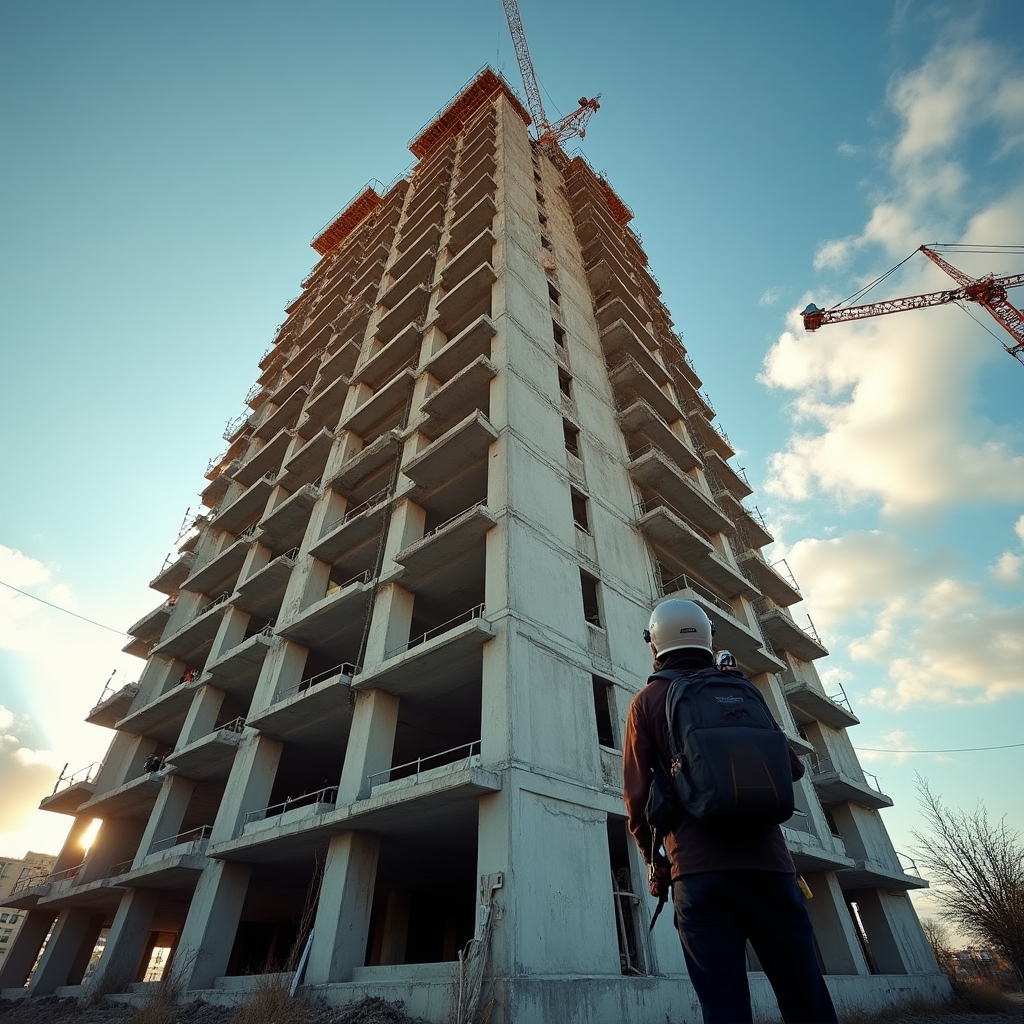 Video de avance de obra filmado en un edificio residencial en construcción
